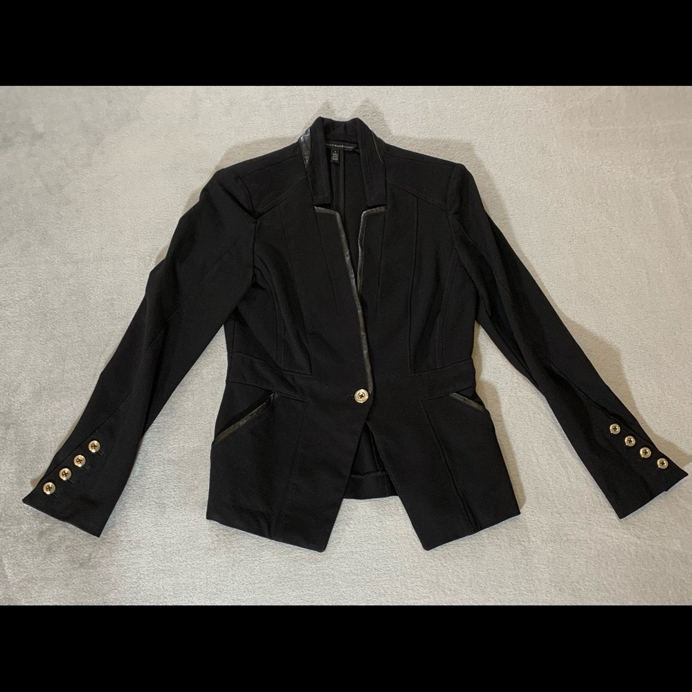 WHBM Blazer|Leather Look Trim|Silver-tone buttons